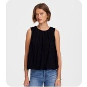 Madewell Top Womens Medium Black Crew Neck Sleeveless Tank Bubble Top XXS NU852